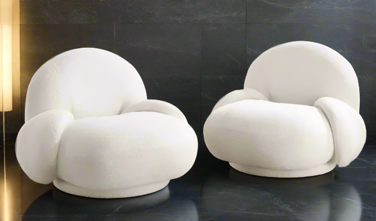 Modern Upholstered Swivel Armchair (Set of 2)