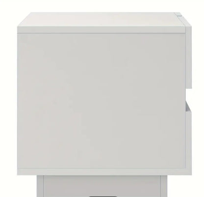 LED Nightstand White Nightstand with 2 High Gloss Drawers