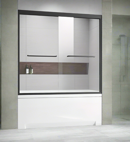 56-60 in. W x 62 in. Matt Black Sliding Glass Tub Door