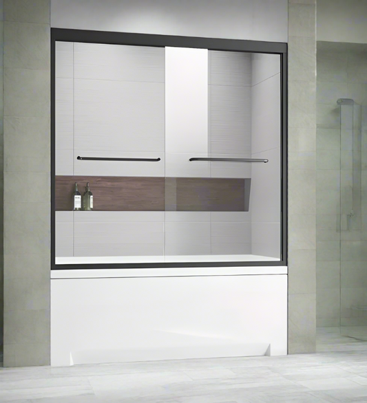 56-60 in. W x 62 in. Matt Black Sliding Glass Tub Door