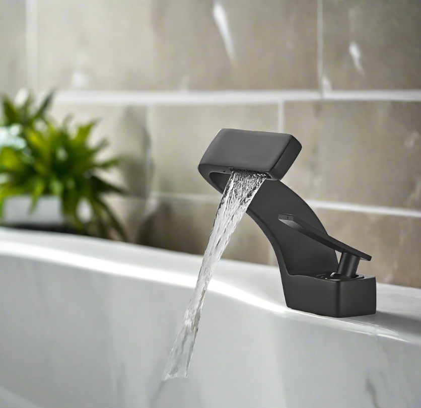 Black Modern Single Hole Bathroom Faucet