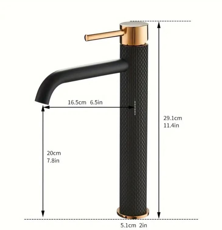 Black and Gold Single Hole Bathroom Faucet