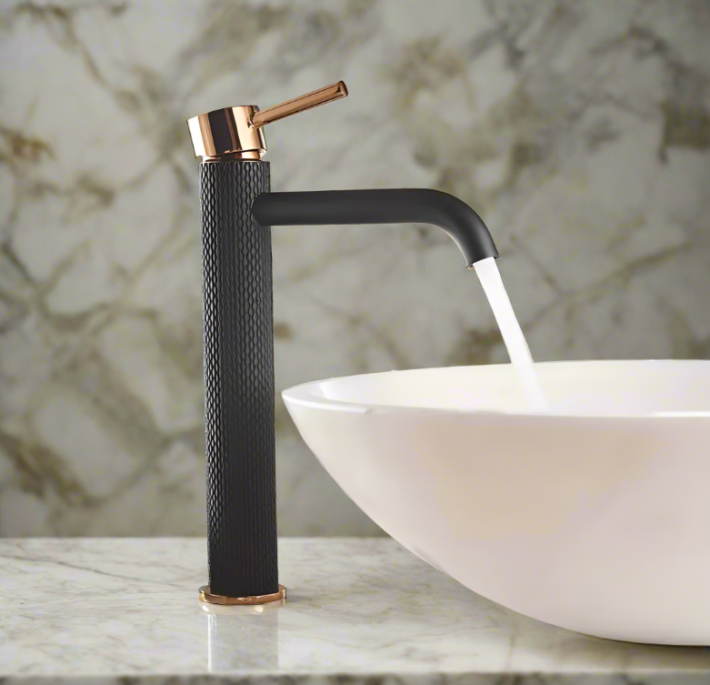 Black and Gold Single Hole Bathroom Faucet