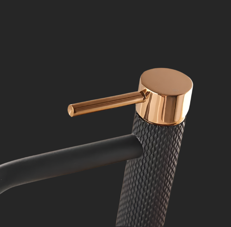 Black and Gold Single Hole Bathroom Faucet