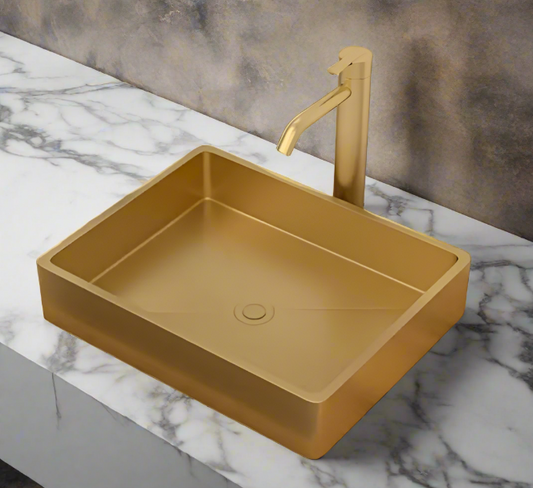 Elegant 19"x15" Gold Stainless Steel Bathroom Sink with Pop-Up Drain