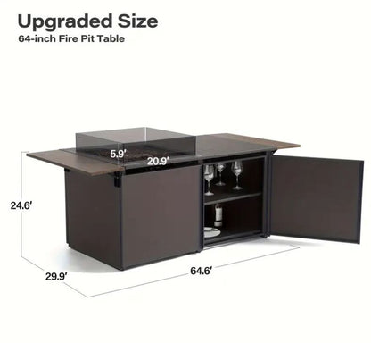 64" Gas Fire Pit Table for Outside Patio