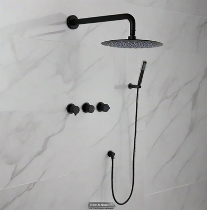 Double-Handle 2-Spray Wall Mount Full/Rain Shower Faucet with Hand Shower