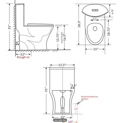 Matt Black One Piece Toilet