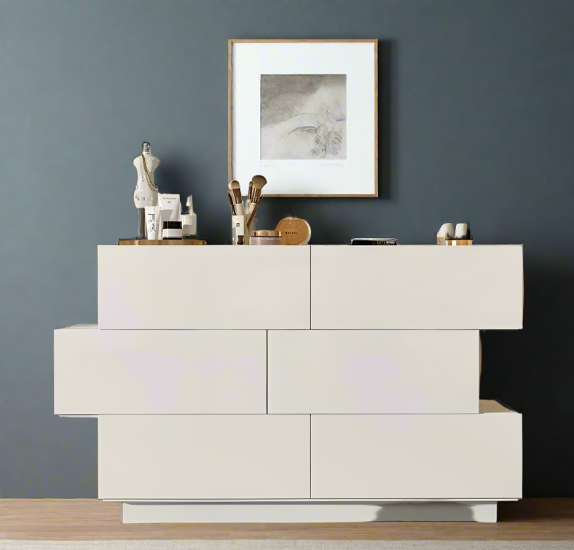 6-Drawer Modern Wood Dresser- High Gloss