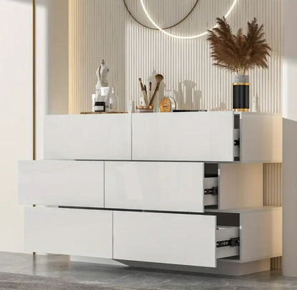 6-Drawer Modern Wood Dresser- High Gloss