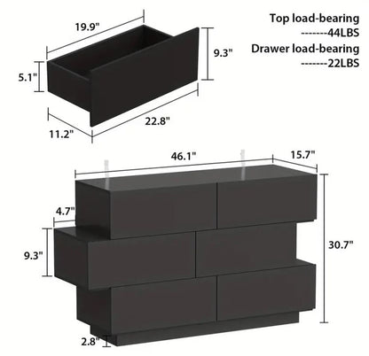 6-Drawer Modern Wood Dresser- High Gloss