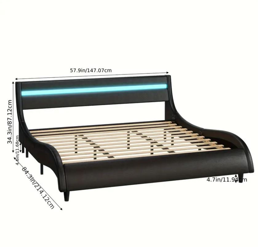 Modern LED Bed Frame With Headboard