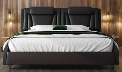 Modern Upholstered LED Bed Frame with Adjustable Headboard