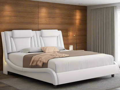 Modern Upholstered LED Bed Frame with Adjustable Headboard