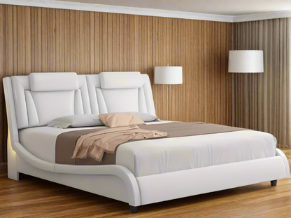 Modern Upholstered LED Bed Frame with Adjustable Headboard