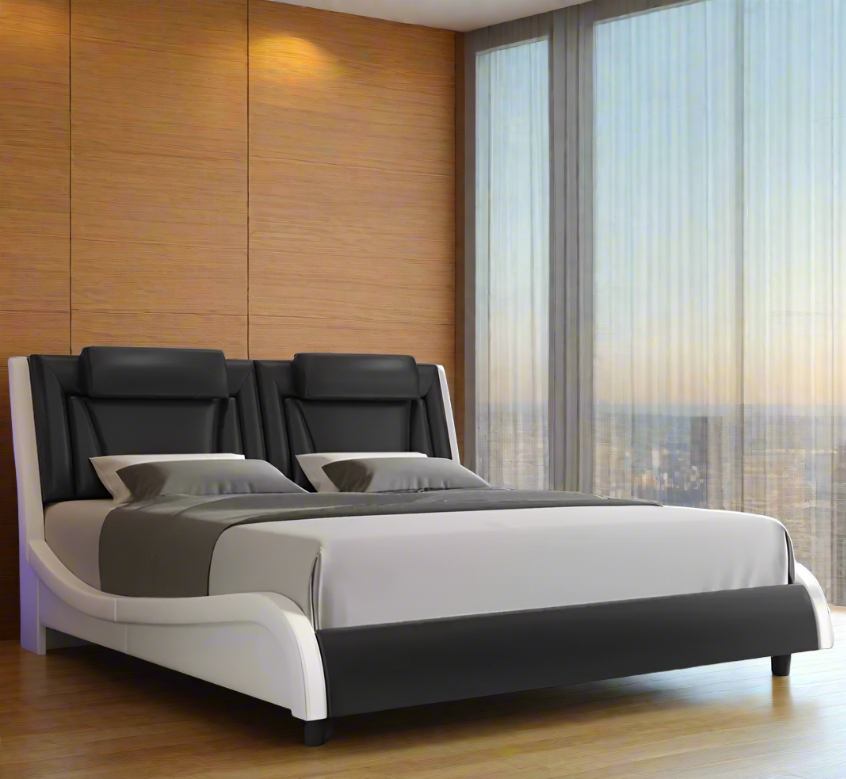 Modern Upholstered LED Bed Frame with Adjustable Headboard