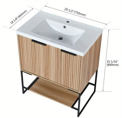 30 Inch Freestanding Bathroom Vanity With Resin Basin, 30x18