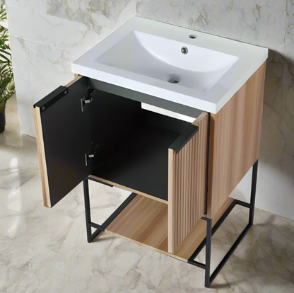 30 Inch Freestanding Bathroom Vanity With Resin Basin, 30x18