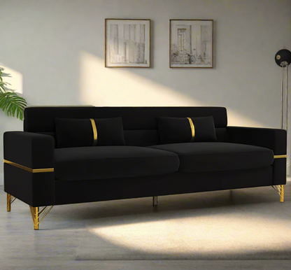 Mid-Century Modern 3-Seat Velvet Couch