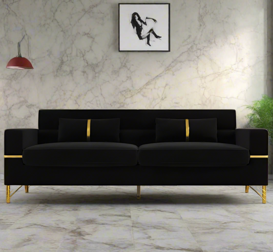 Mid-Century Modern 3-Seat Velvet Couch