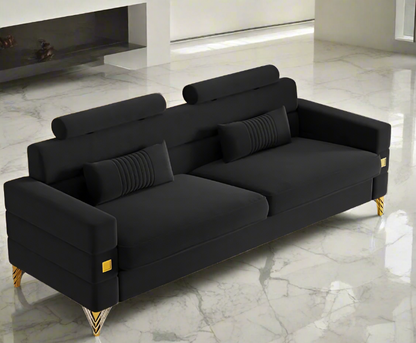 3-Seater Velvet Upholstered Sofa