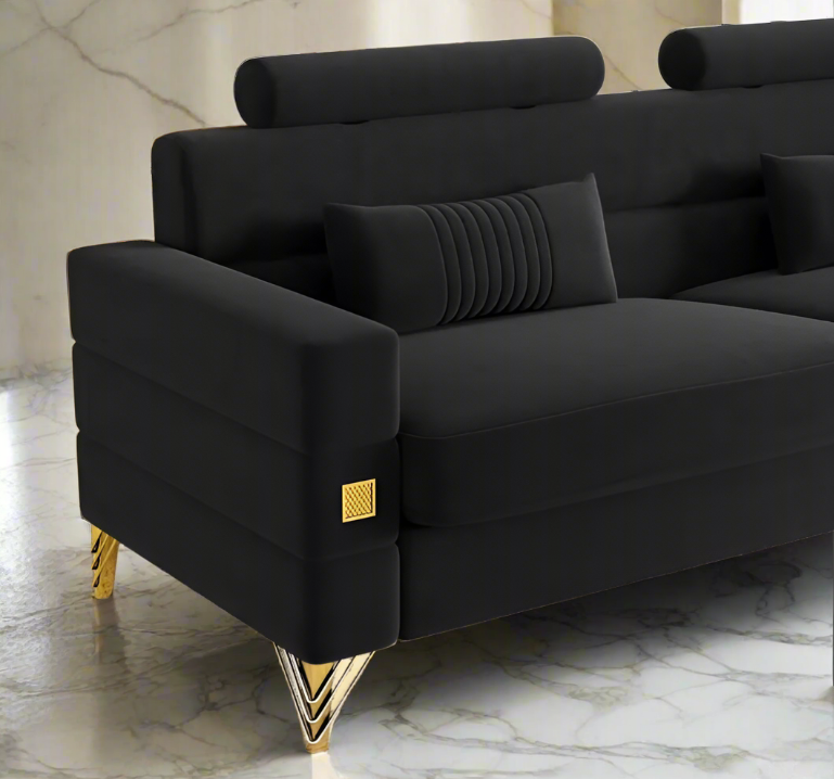 3-Seater Velvet Upholstered Sofa