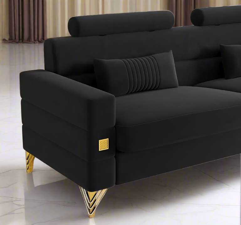 3-Seater Velvet Upholstered Sofa