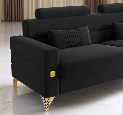 3-Seater Velvet Upholstered Sofa