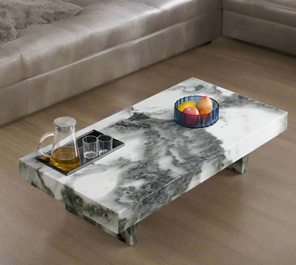 Modern Faux Marble Coffee Table with Storage