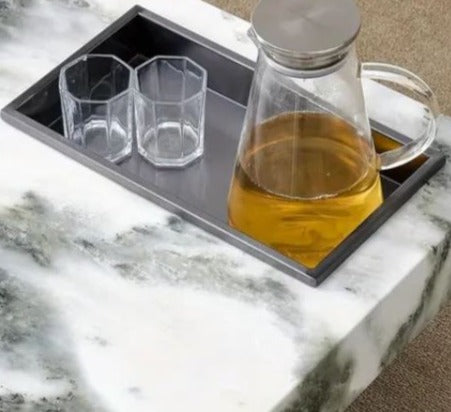 Modern Faux Marble Coffee Table with Storage