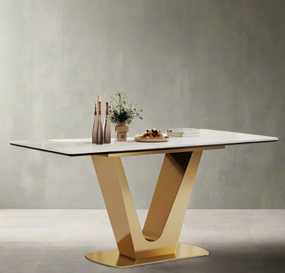 Modern Sintered Stone Composite Glass Top Dining Table