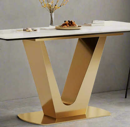 Modern Sintered Stone Composite Glass Top Dining Table