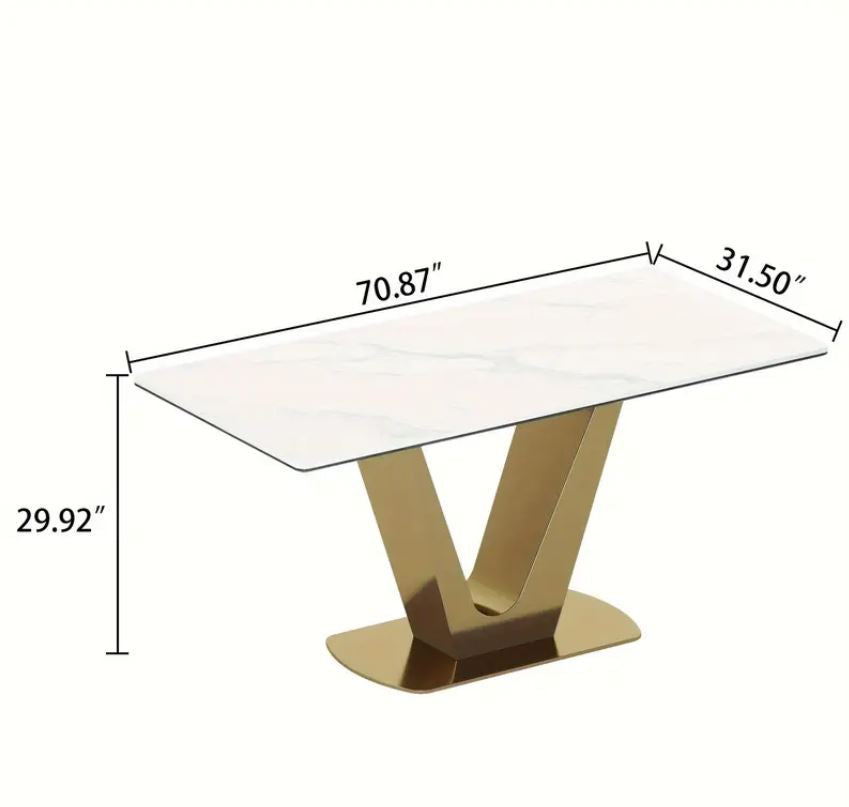 Modern Sintered Stone Composite Glass Top Dining Table