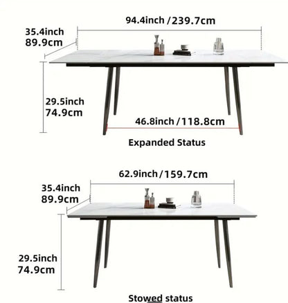 Modern Stone Board Extendable Dining Table Set with 6 Chairs