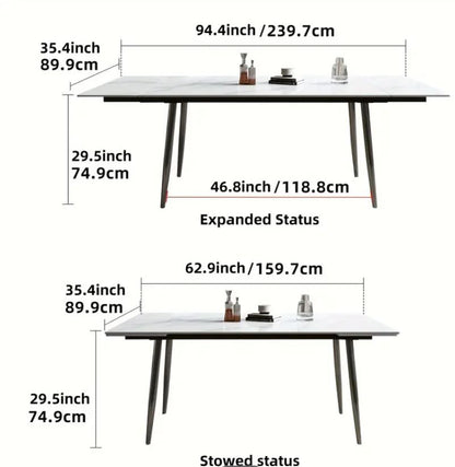 Modern Stone Board Extendable Dining Table Set with 6 Chairs