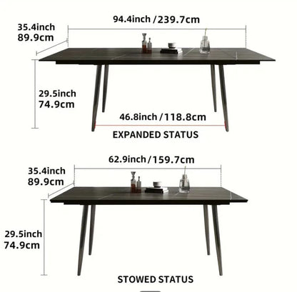 Modern Stone Board Extendable Dining Table Set with 6 Chairs