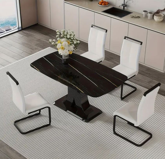 Modern Minimalist Dining Table Set with Four Chairs