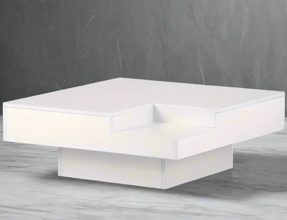 Modern Minimalist Square Coffee Table with LED Light Strip