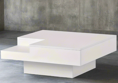 Modern Minimalist Square Coffee Table with LED Light Strip