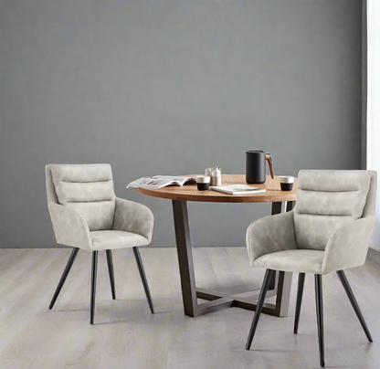 Modern Light Gray PU Leather Dining Chairs (Set of 2)