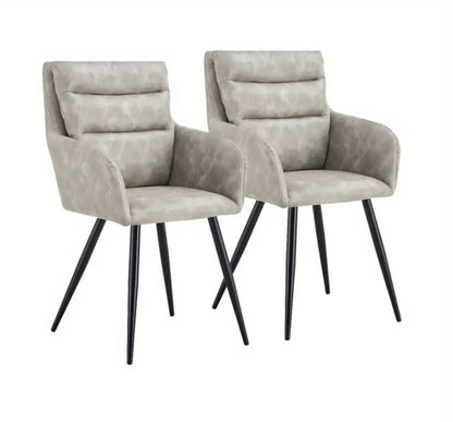 Modern Light Gray PU Leather Dining Chairs (Set of 2)