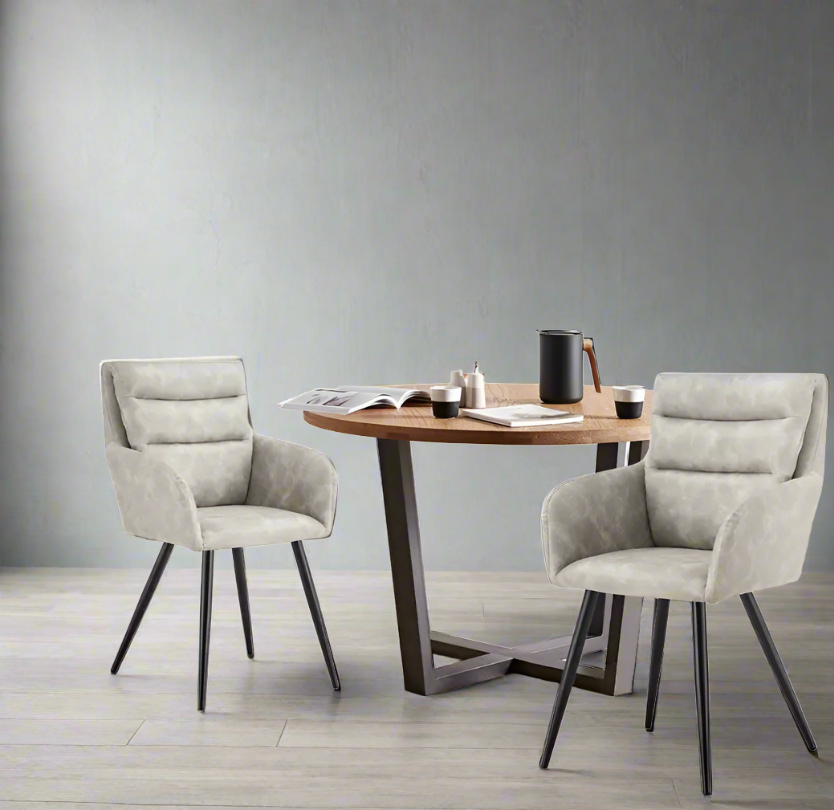 Modern Light Gray PU Leather Dining Chairs (Set of 2)