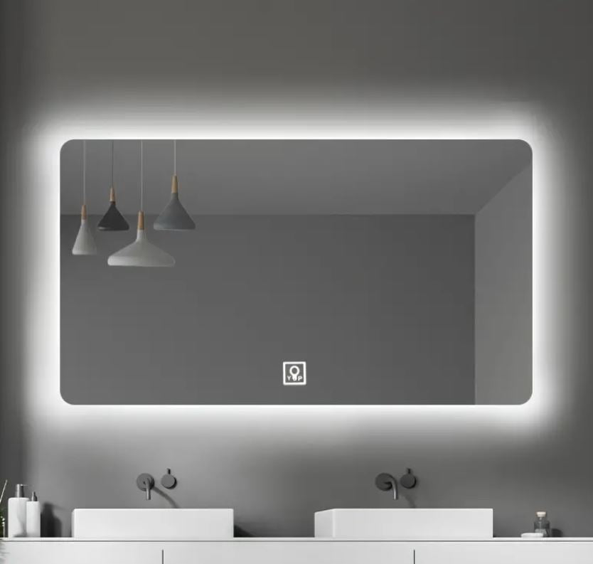 Rectangular Backlit LED Bathroom Mirror with Rounded Corners