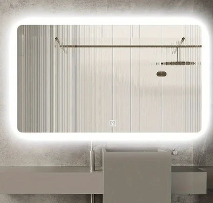 Rectangular Backlit LED Bathroom Mirror with Rounded Corners