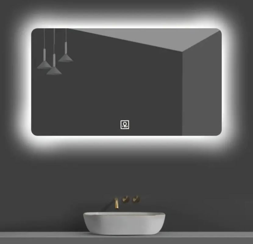 Rectangular Backlit LED Bathroom Mirror with Rounded Corners