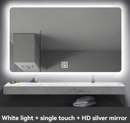 Rectangular Backlit LED Bathroom Mirror with Rounded Corners