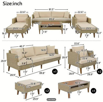 6-Piece Patio sectional Sofa Set