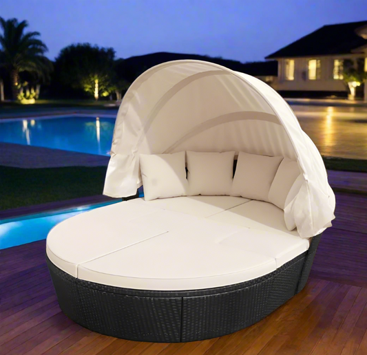 Patio Outdoor Daybed with Retractable Canopy