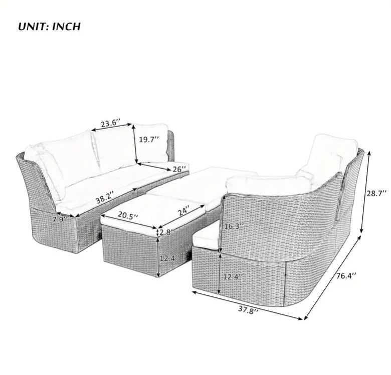 5-Piece Customizable Outdoor Patio Furniture Set