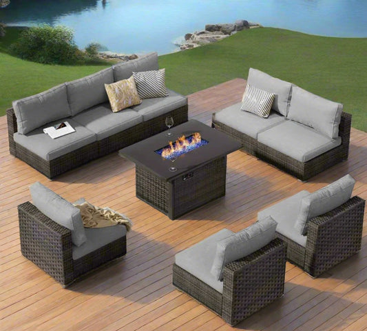 11 Pieces Patio Wicker Dining Set